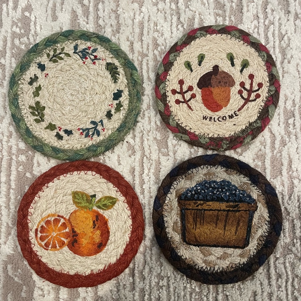 Handmade corchorus coaster set of 4